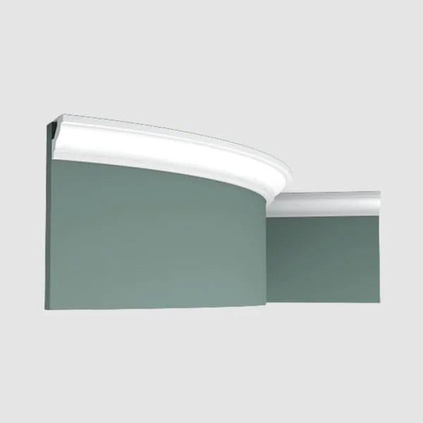 Orac C230 Flex coving on green wall and ceiling corner