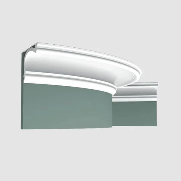 Orac C341 Flex coving with LED lighting on a gray wall corner
