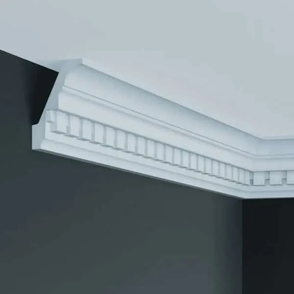 Elite Decor C702 coving in a ceiling corner with dark walls