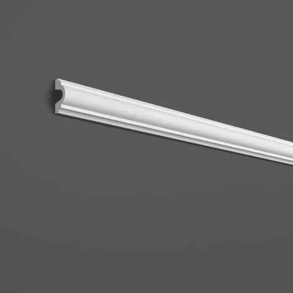 Elite Decor HCR 501 white coving trim in a corner against a gray background