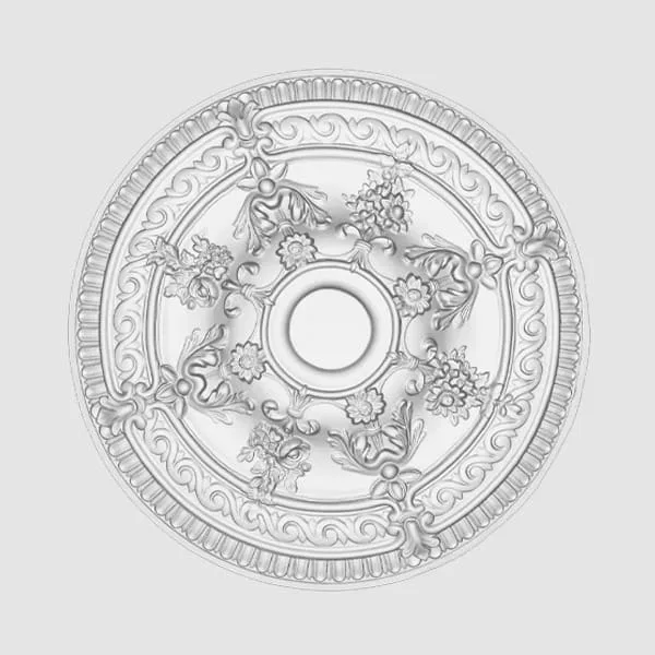 Elite Decor R105 ceiling rose with intricate floral and scroll pattern