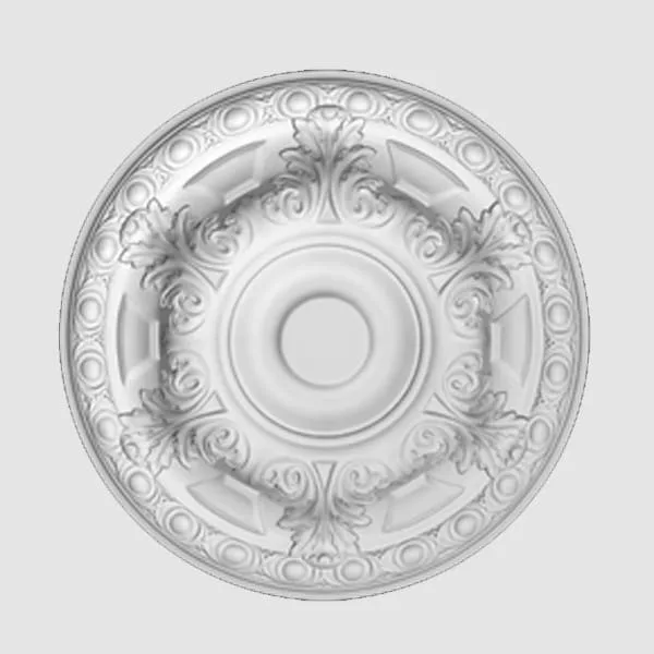 Elite Decor R109 ornate white ceiling rose with intricate floral and scrollwork design