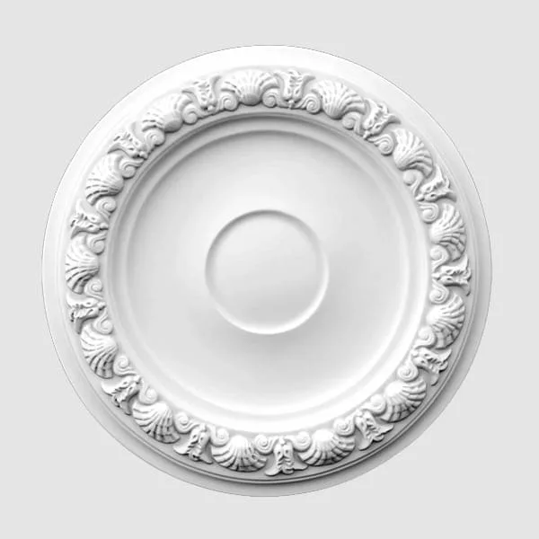 Elite Decor R127 white ceiling rose with intricate floral scrollwork design