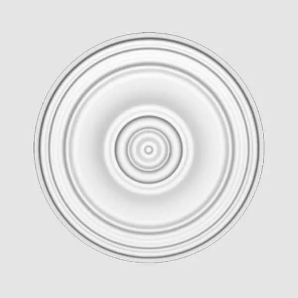 Elite Decor R180 ceiling rose in minimalist concentric circle pattern, grayscale on light background