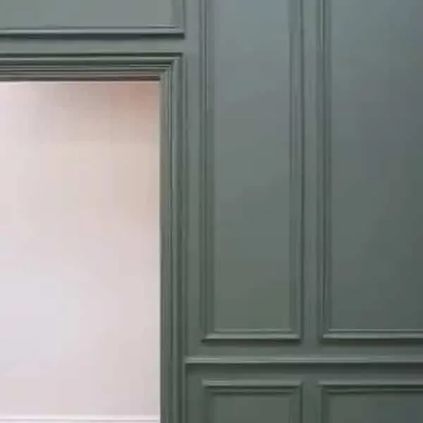 Orac DX170 panel moulding close-up on grey wall paneling with detailed moulding