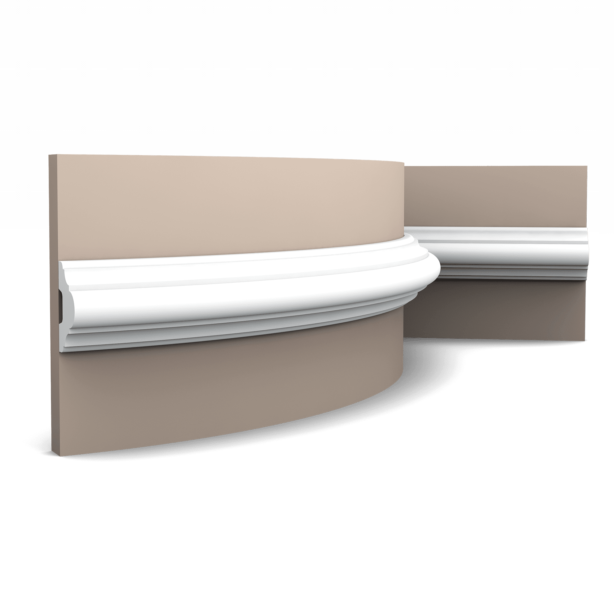 Orac Decor P4020F flexible coving on curved beige walls and ceiling corner