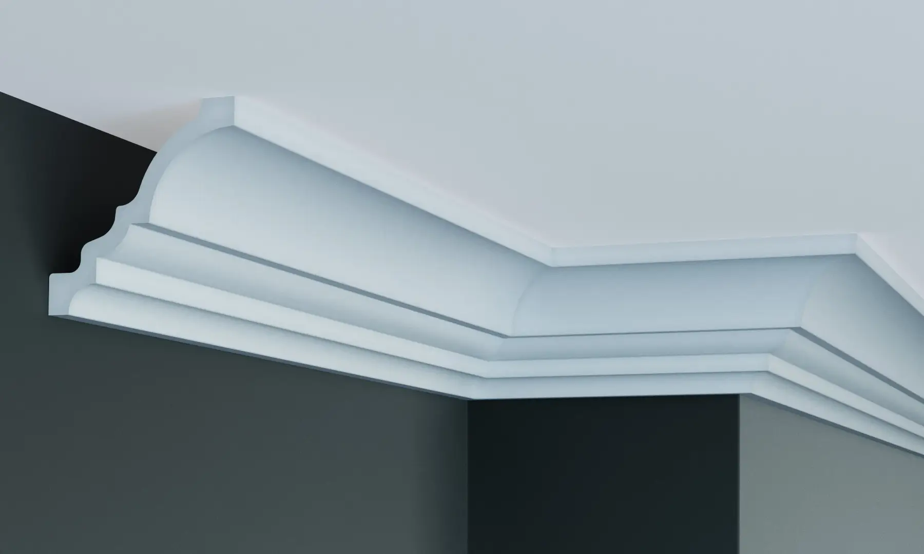 Elite Decor P823 coving in a ceiling corner, modern white profile