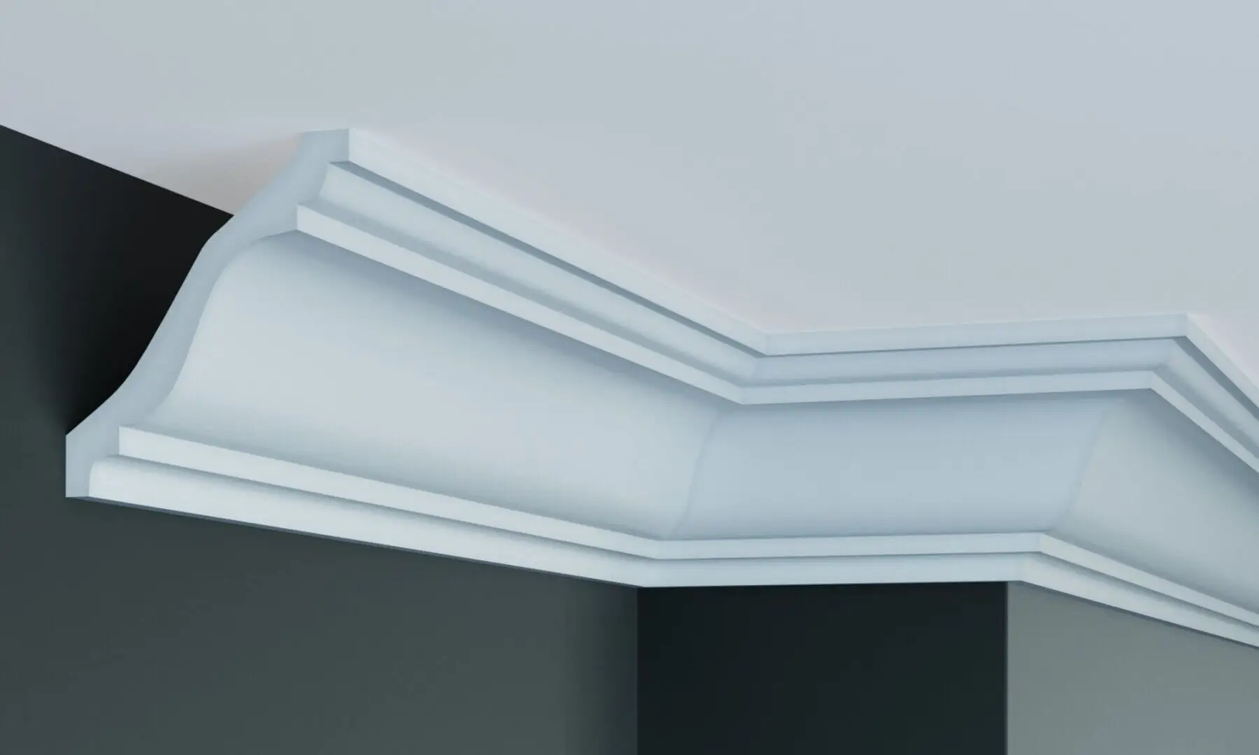 Elite Decor P950 coving in white, fitted at a ceiling corner for a decorative finish