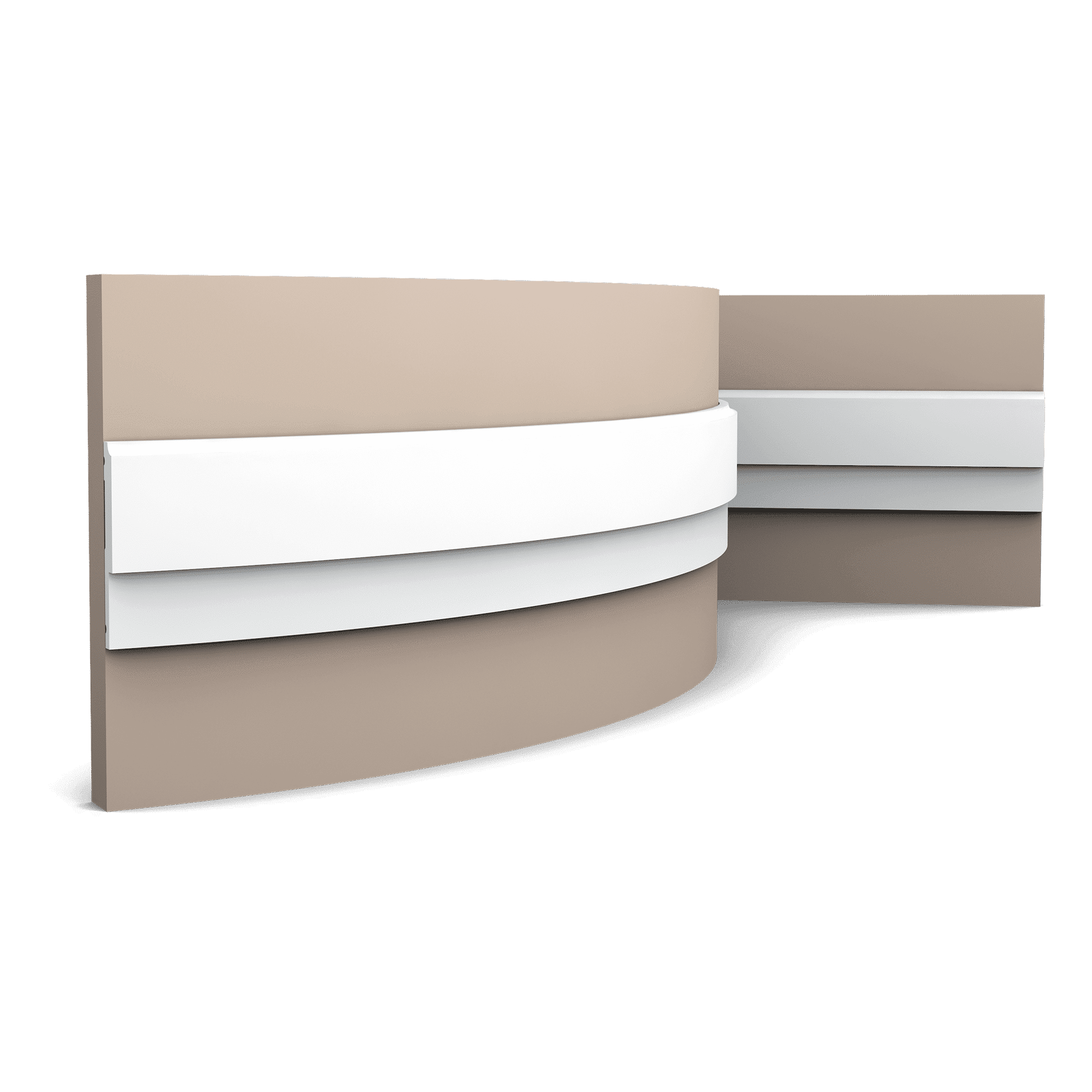 Orac P9900F flexible coving installed in a room corner, showing a smooth curved profile