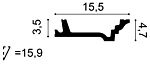 Orac Decor C305 Coving on a wooden surface beside a modern smartphone