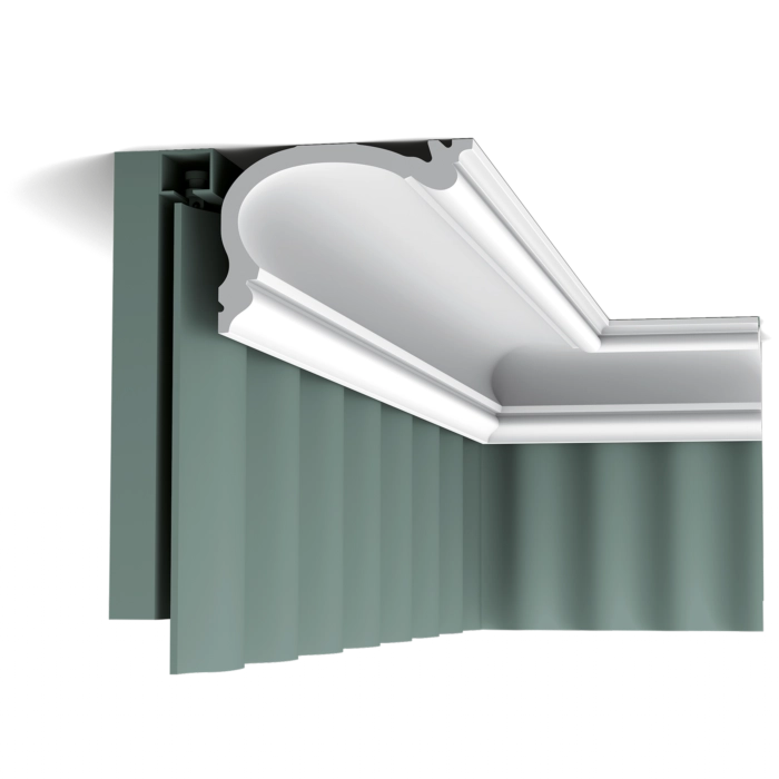 Orac Decor C341 Coving on green walls with a decorative white ceiling cornice molding