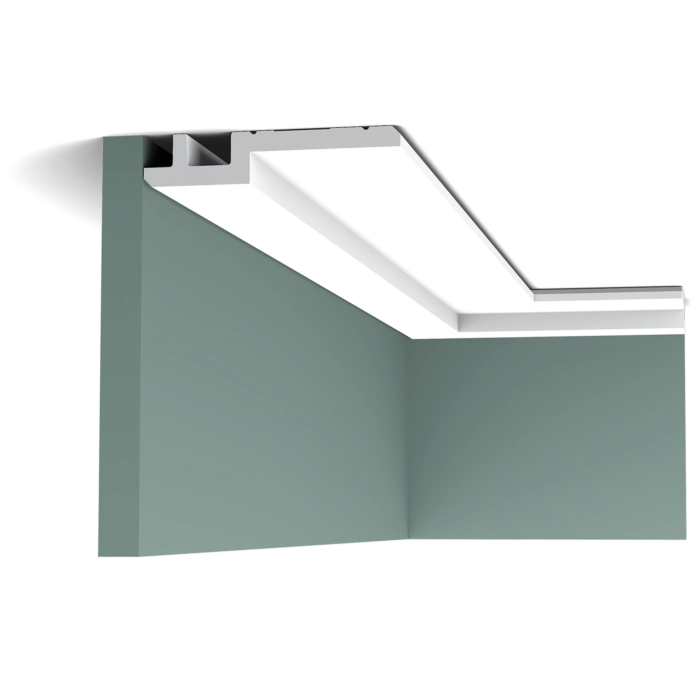 Orac Decor C395 coving on a green wall and ceiling corner