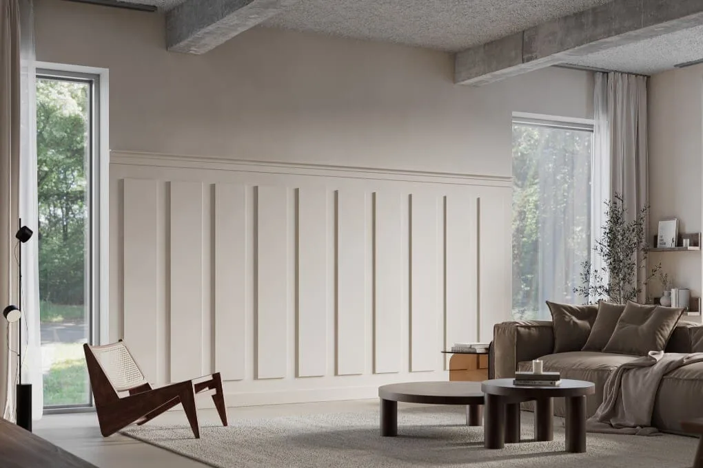 Orac Decor SX207 coving in a modern living room corner with minimalist furniture and natural light