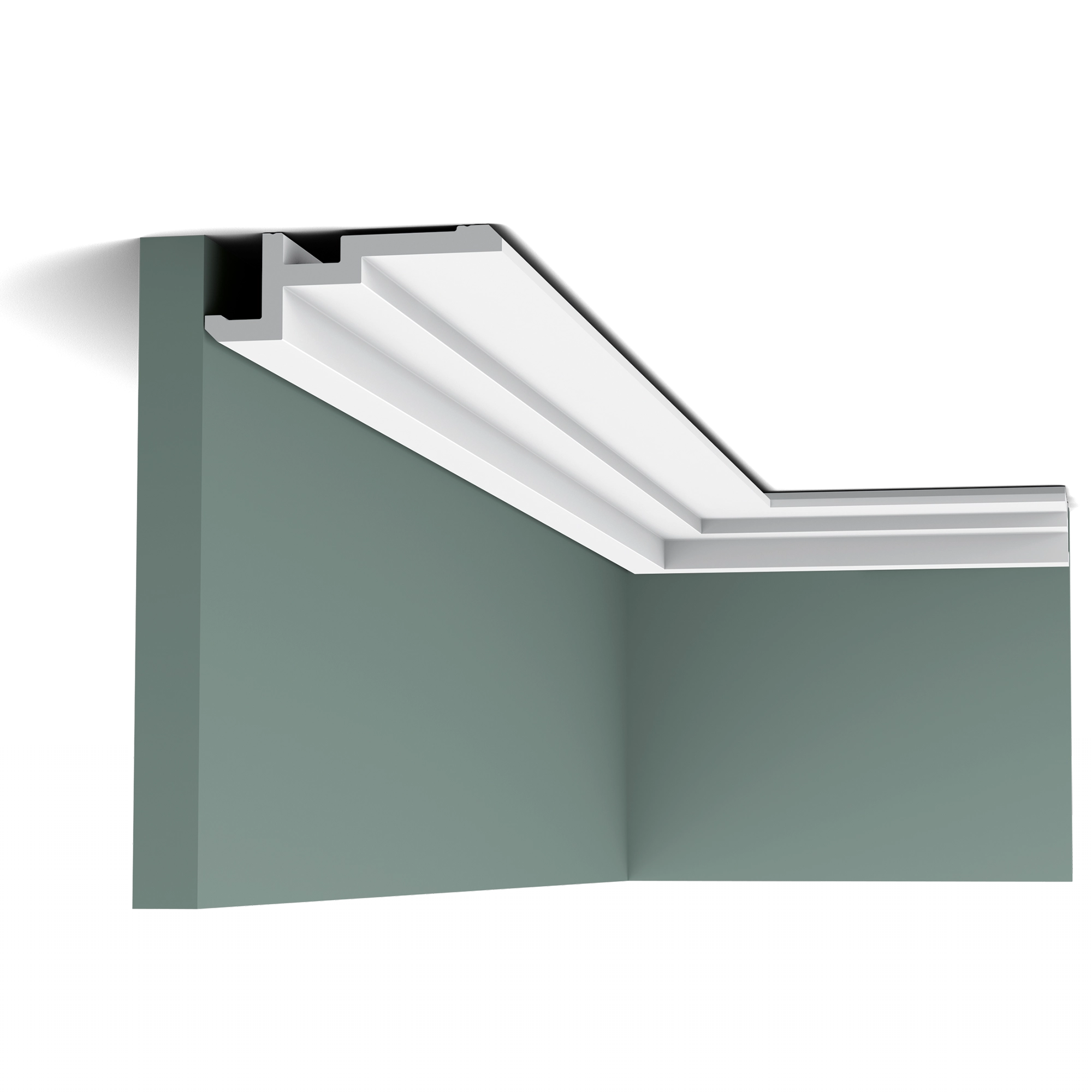 Orac CX196 coving on green wall and ceiling corner
