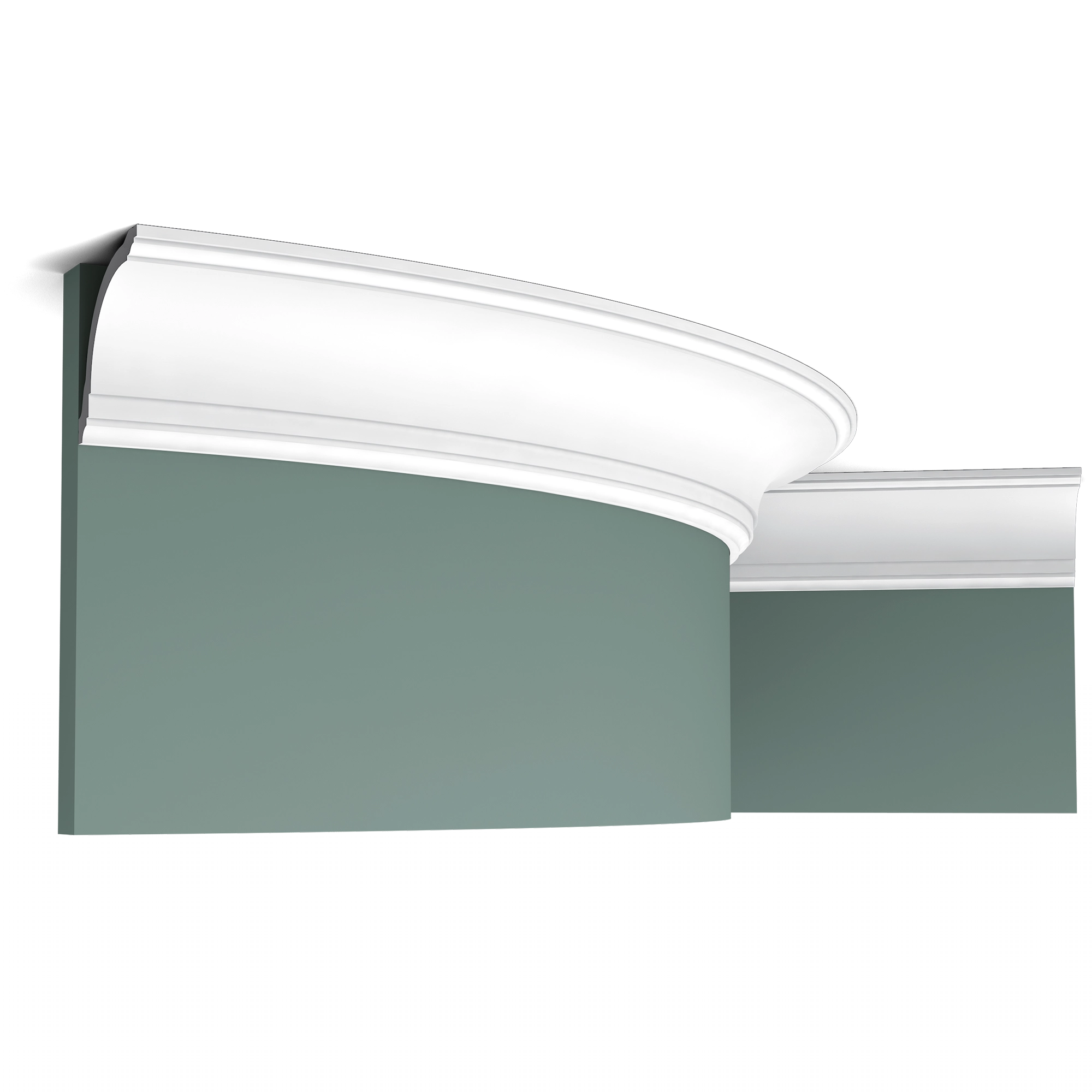 Orac Decor CX199F coving on green walls in a room corner