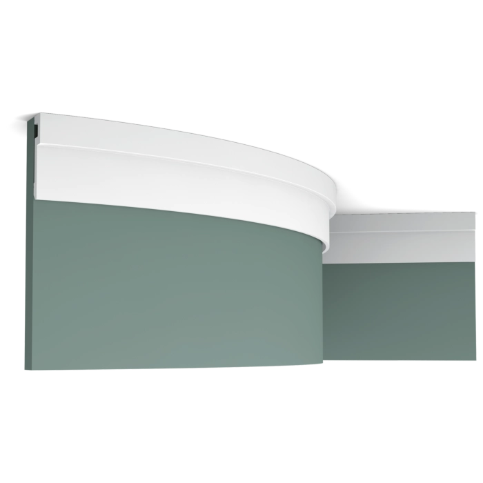 Orac Decor PX198F Coving on green wall with curved ceiling cornice detail in room corner