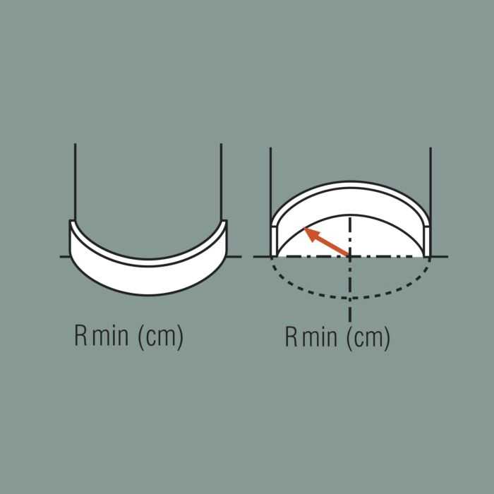 Orac Decor FLEX SX194F minimum radius diagram for curved coving, R min in cm