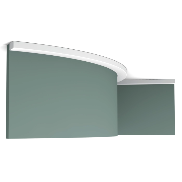 Orac Decor SX194F coving on curved wall with white ceiling trim in modern interior