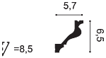 Orac C800 coving profile technical drawing with dimensions, side cut view
