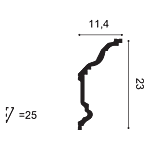 Orac C832 coving profile technical drawing with dimensions and cross section