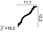 Orac C833 coving profile with dimensions in centimeters