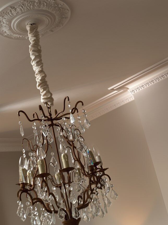 NMC 02 001771 ceiling rose with crystal chandelier and decorative medallion