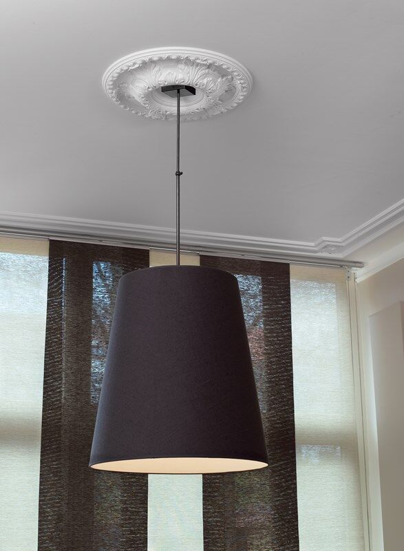 NMC 02 001820 ceiling rose with modern black pendant lamp in contemporary living room