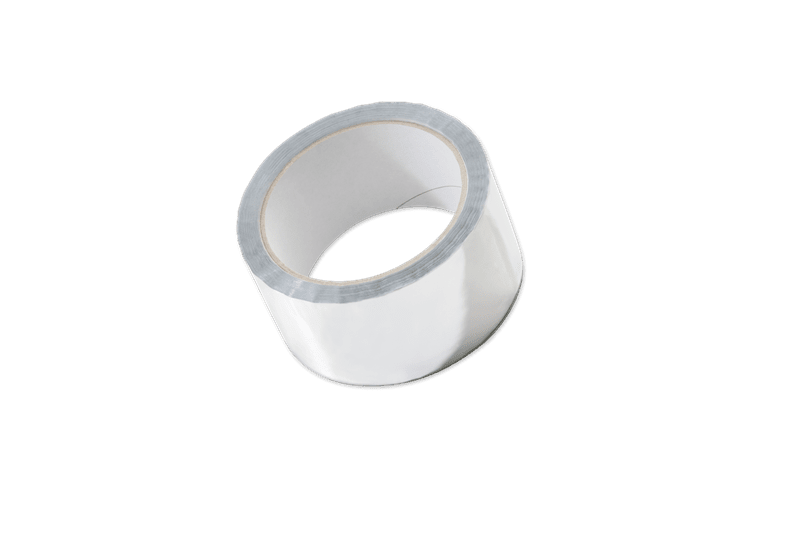 Clear roll of packing tape on black background