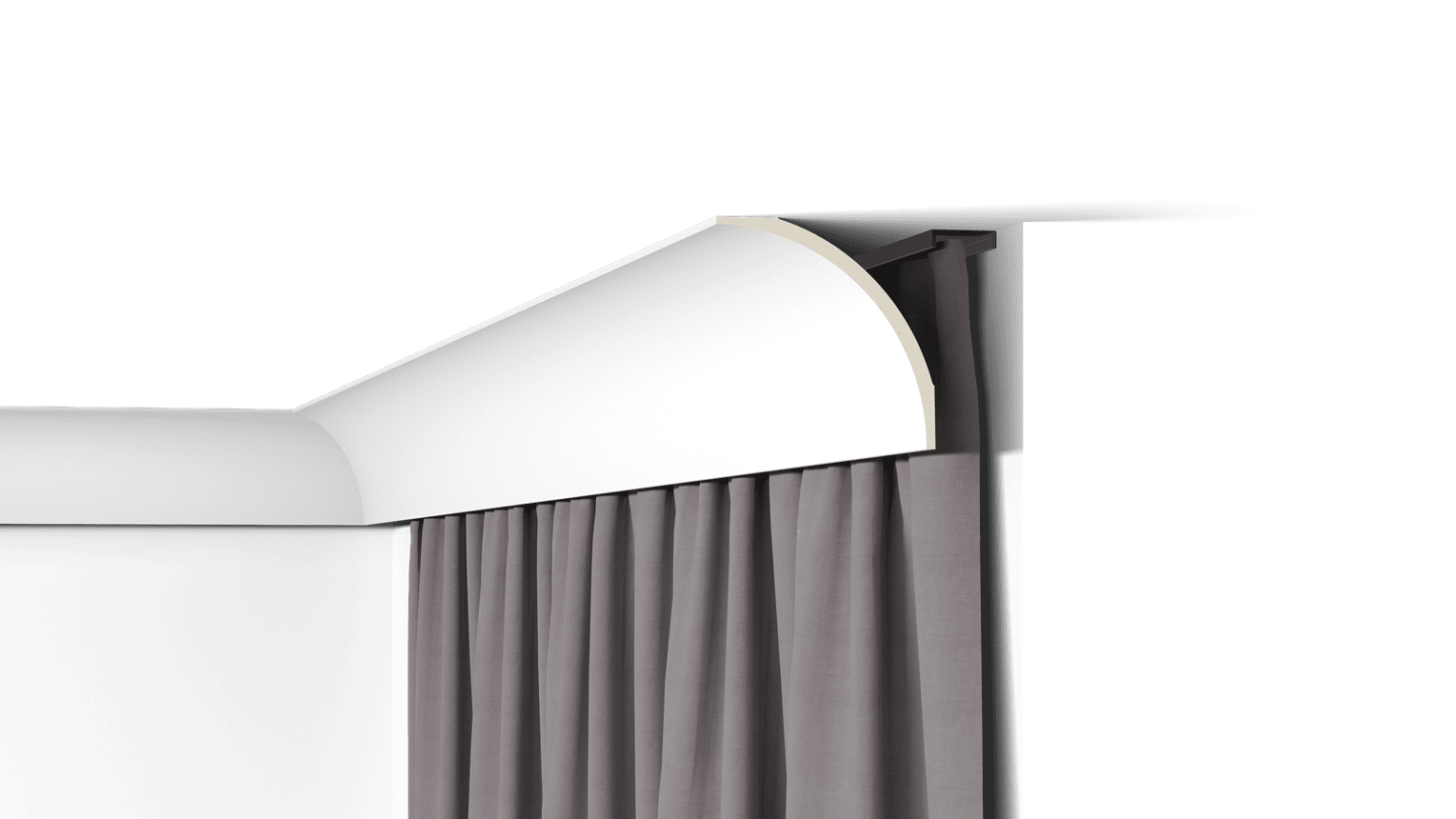 NMC Arstyl AD24 ceiling-mounted curtain profile with LED light and grey curtains