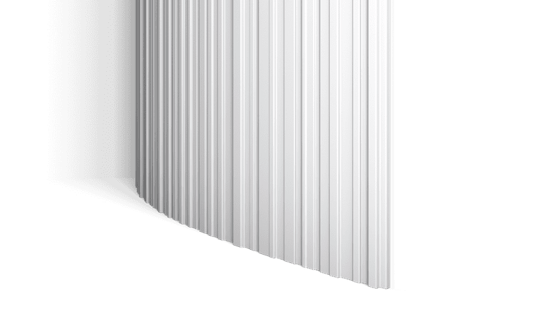 NMC Arstyl Allegretto Flex flexible wall panel, white corrugated design on black background