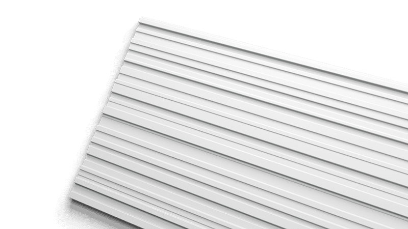 White corrugated plastic sheet with ridged texture on black background