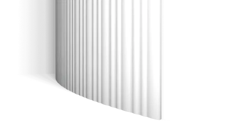 NMC 02 Arstyl Calando Flex white pleated wall panels on black background