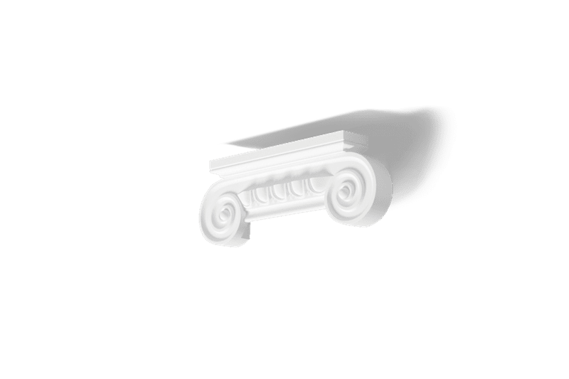 NMC Arstyl PC1 pilaster capital, white Ionic-style decorative column top on grey background