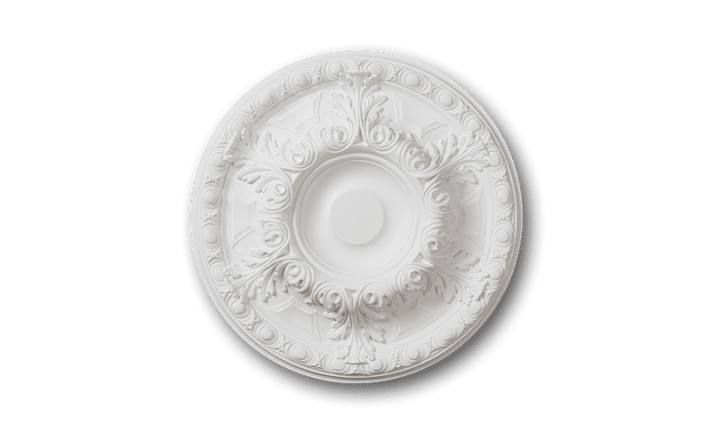 NMC 02 Arstyl R8 ornate white ceiling rose with intricate floral scrollwork design