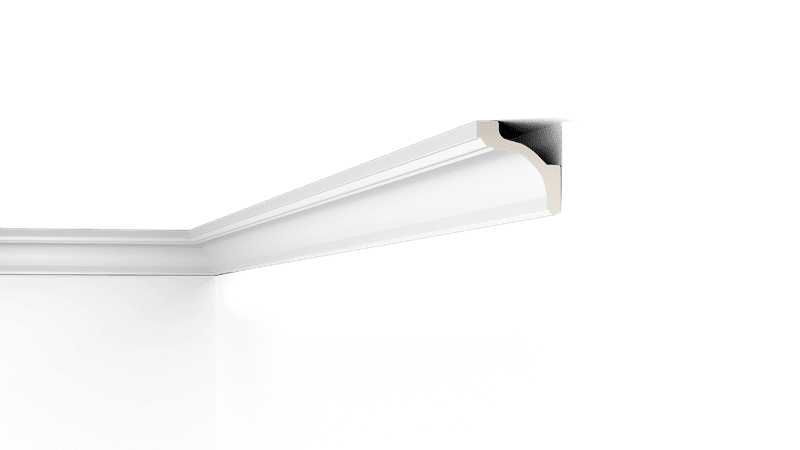 NMC Arstyl Z20 coving in white, decorative curved ceiling moulding fitted in a room corner