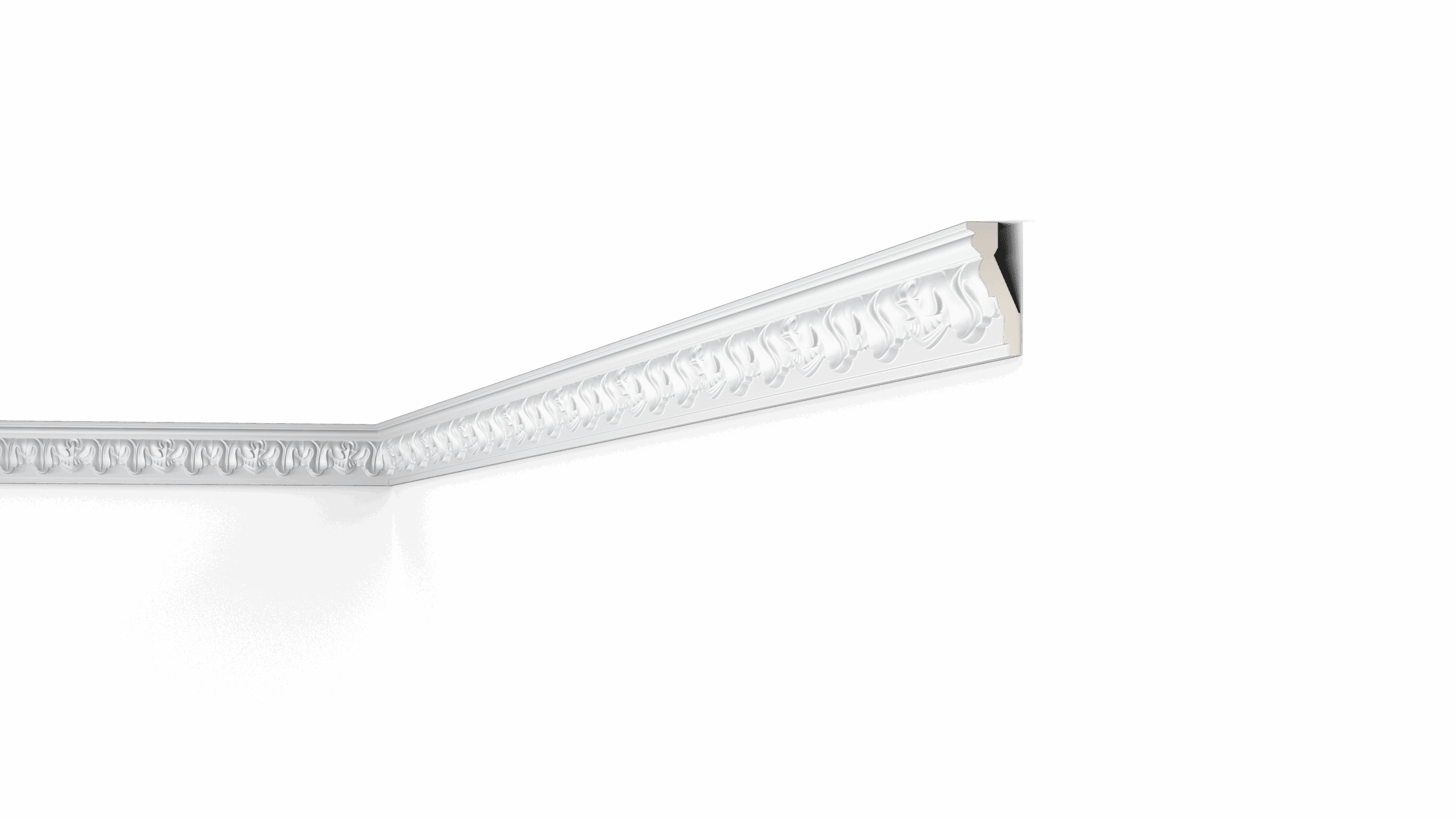 NMC 02 Arstyl Z8 coving with intricate floral pattern, shown in a room corner