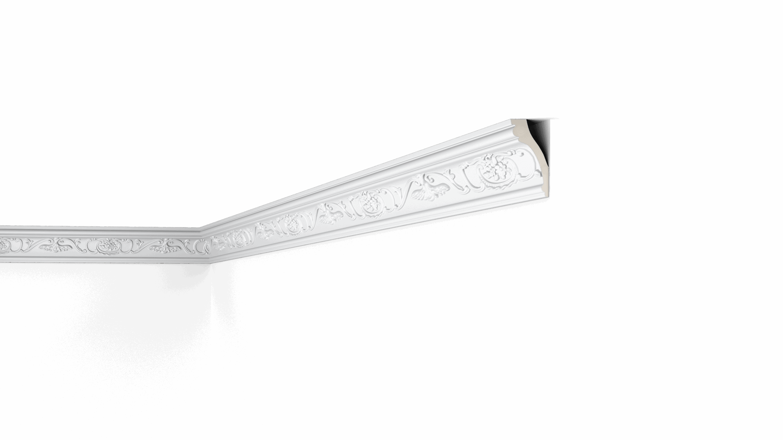 nmc 02 Arstyl Z9 coving with intricate floral pattern in ceiling corner section
