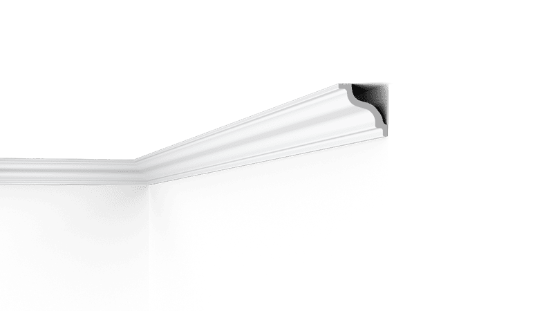 NMC 02 Nomastyl K coving in a room corner, white decorative ceiling moulding