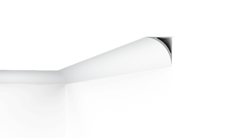 NMC Nomastyl NE4 coving with modern white ceiling fan on a white ceiling