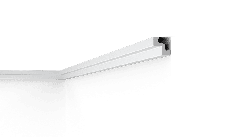 NMC Nomastyl ST2 coving in white, shown fitted at a room corner