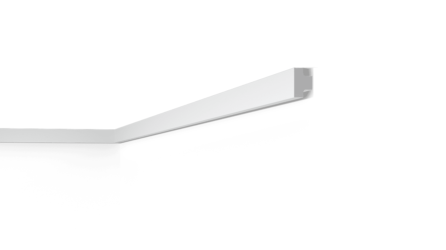 NMC WallStyl T40 white L-shaped LED coving light fixture on black background