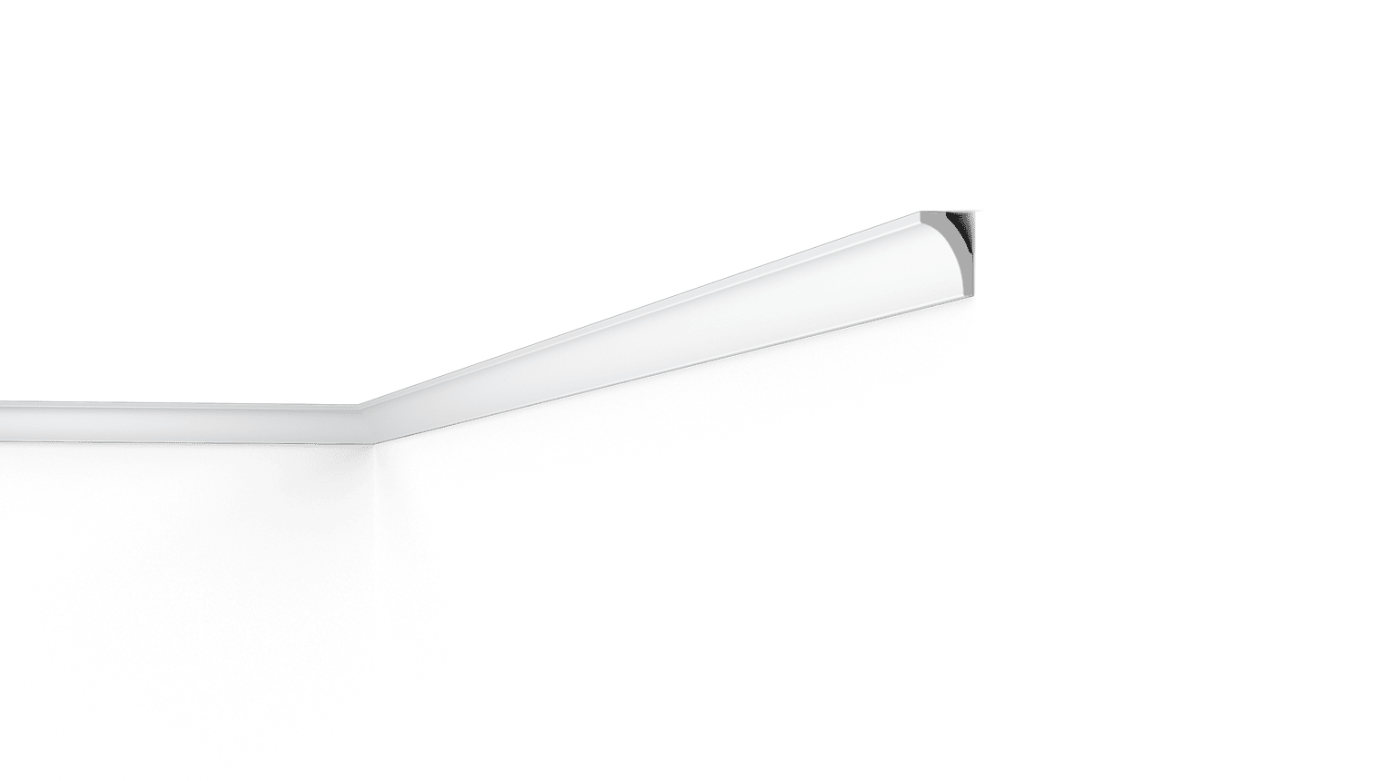 NMC Wallstyl WT8 coving corner detail with angular modern white LED ceiling light fixture