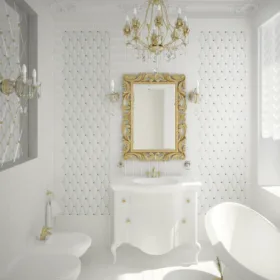 Classic White Bathroom with White Coving