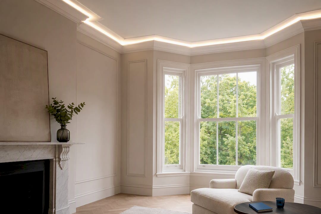 LED coving around bay window corners