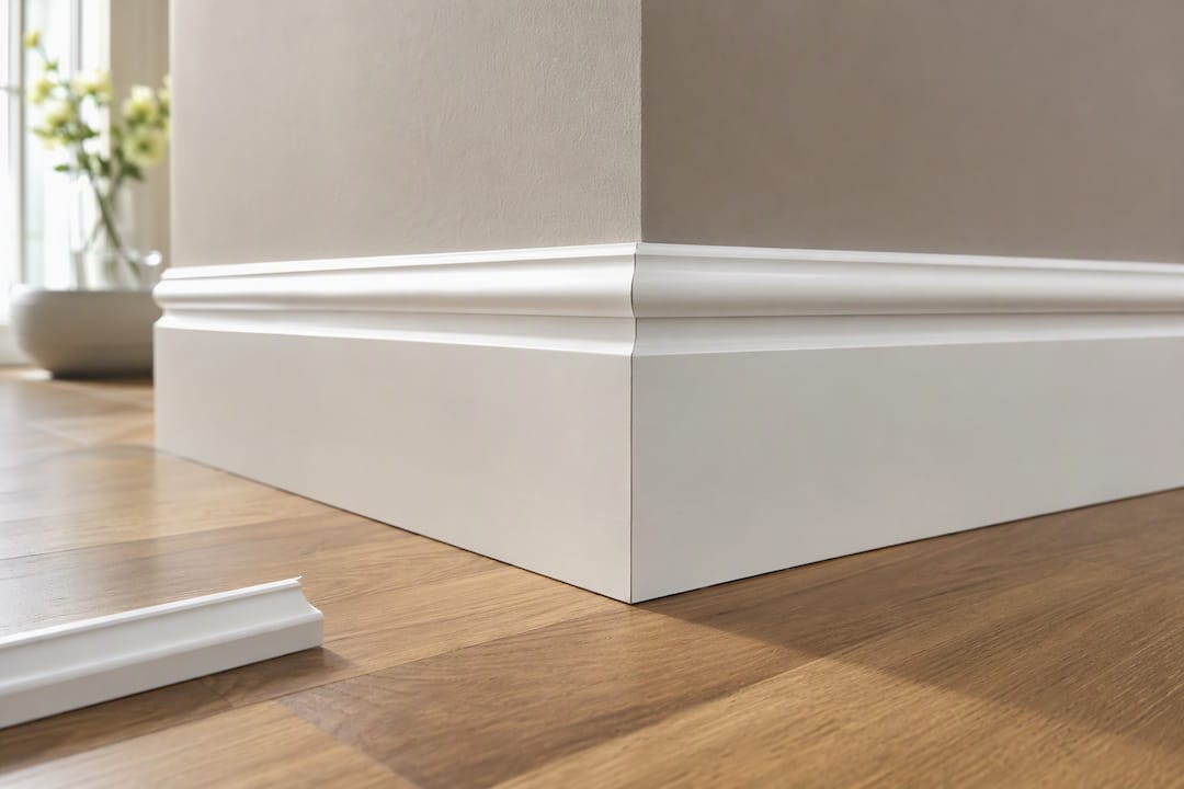 Finished external skirting corner joint