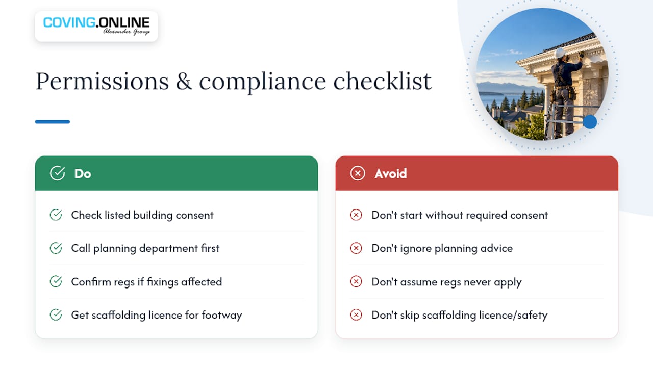 Do you need permission to replace a commercial cornice? — overview diagram