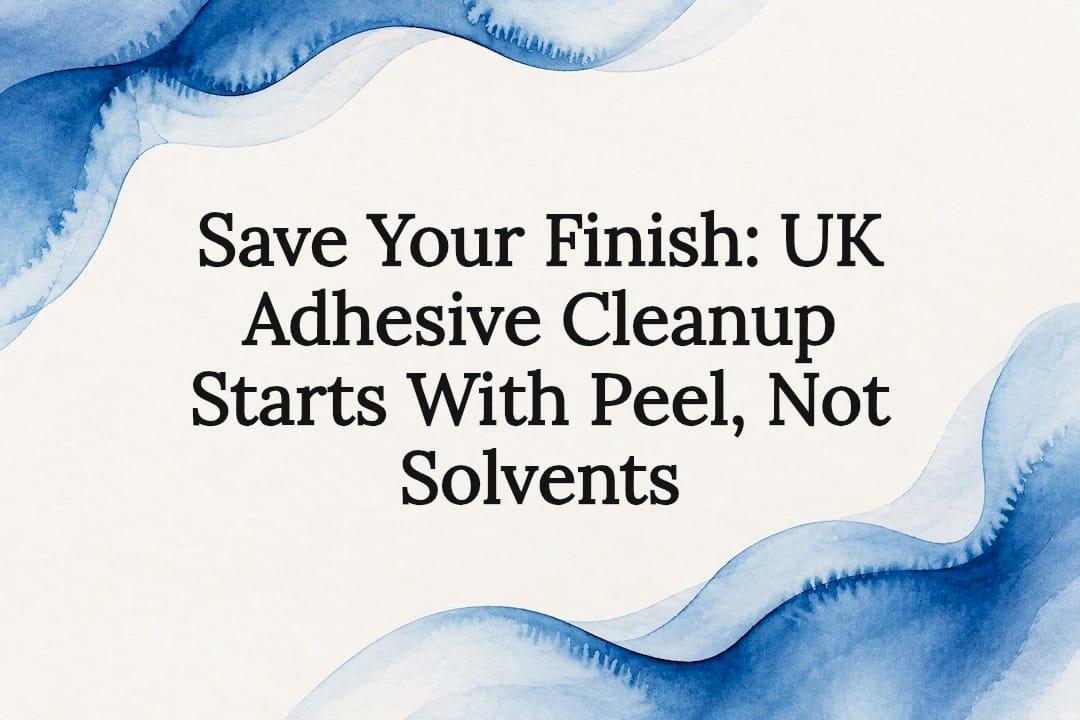 Decorative adhesive cleanup article title card