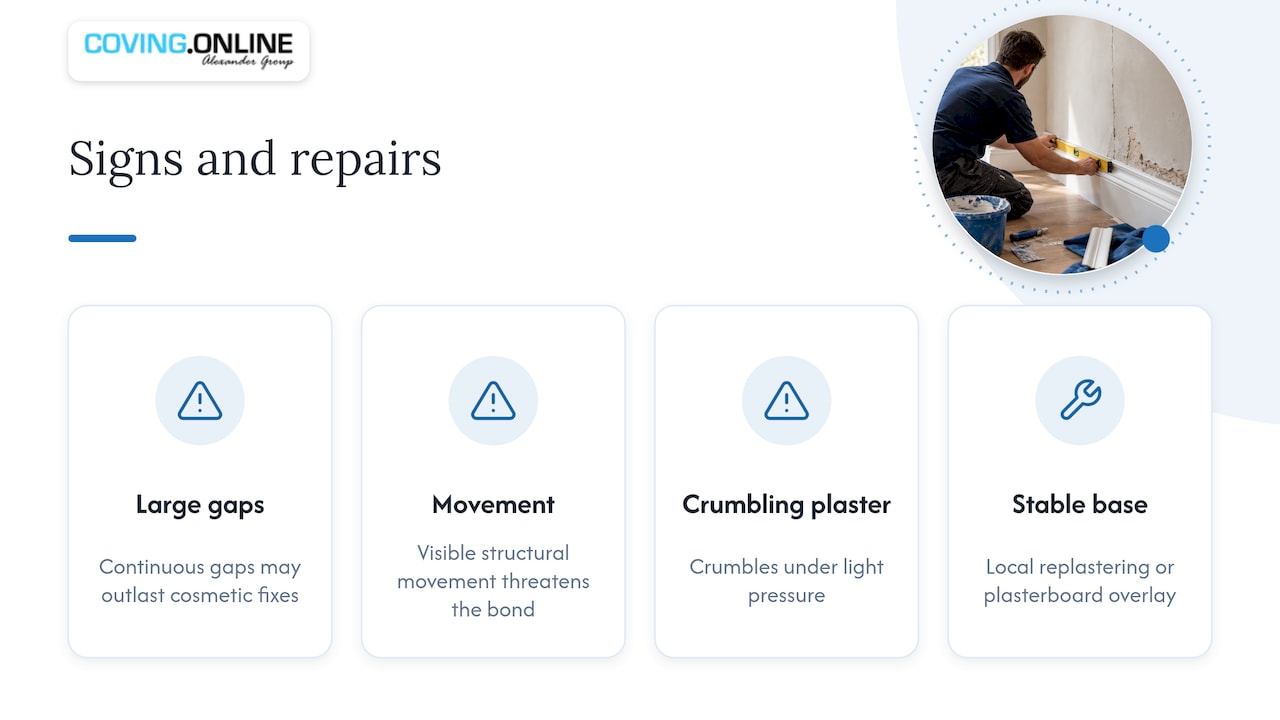 Wall repair warning signs and stable-base remedies