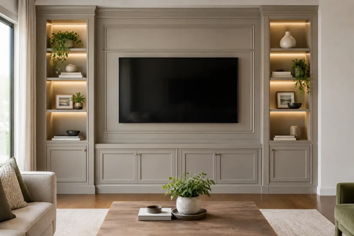 Decorative Trim for Media Walls That Looks Built-In